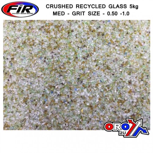 CRUSHED RECYCLED GLASS 5kg, MED – GRIT SIZE – 0.50 -1.0