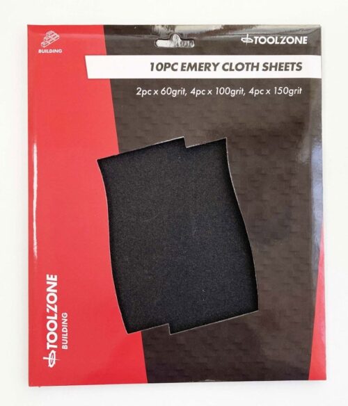 EMERY CLOTH SHEETS 10PC 230 x 280mm ASSORTED GRITS – TOOLZONE KDPDC127