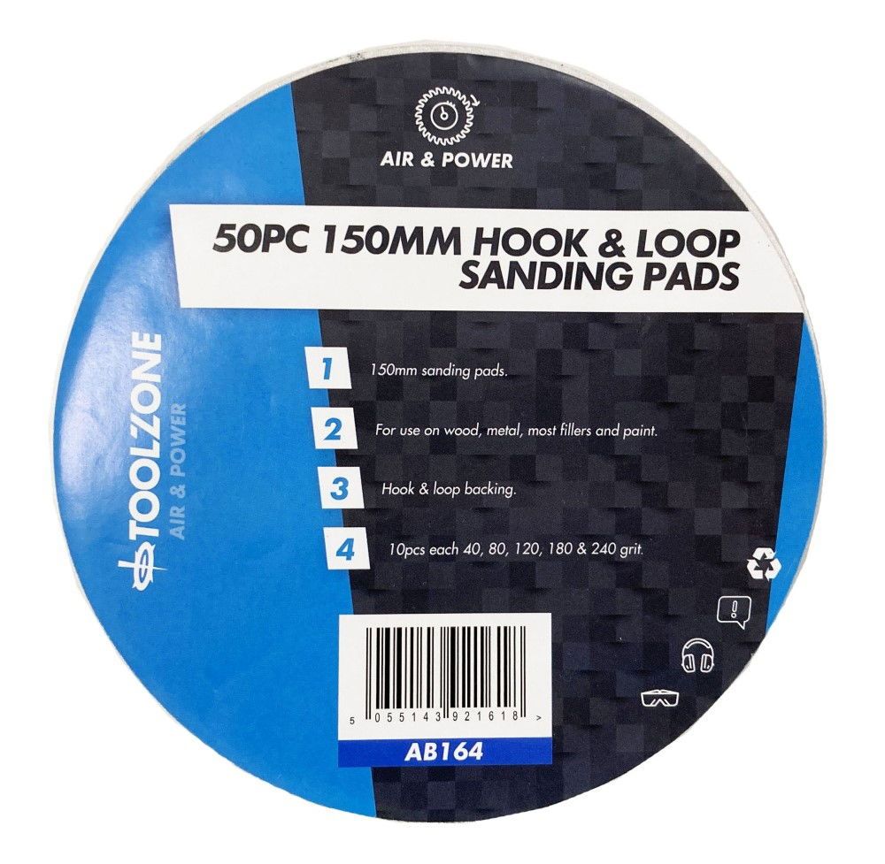 SANDING PADS HOOK AND LOOP 50 PIECES 150mm 40 80 120 180 240 GRIT - TOOLZONE KDPAB164 - Image 4