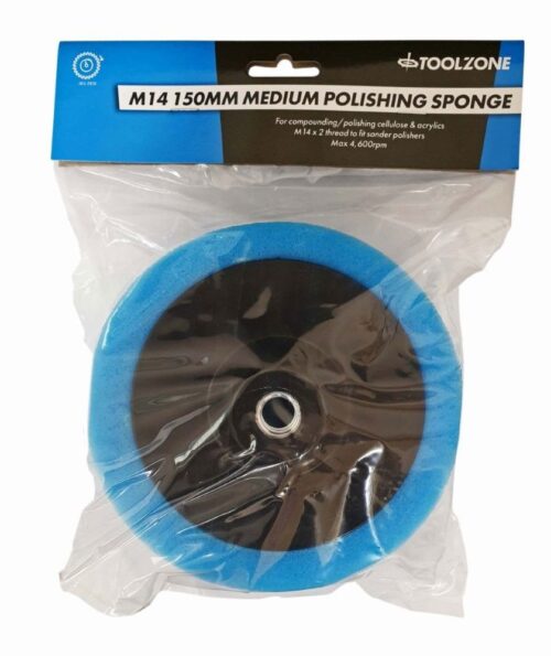 POLISHING SPONGE MEDIUM 150 x 50mm M14 THREAD – TOOLZONE KDPPW161