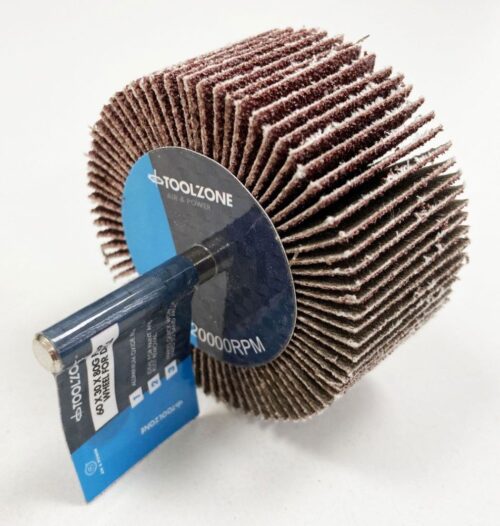 FLAP WHEEL FOR DRILL 60x30mm 80 grit 6mm SPINDLE – TOOLZONE KDPDR180