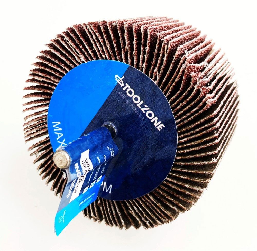 FLAP WHEEL FOR DRILL 80x50mm 60 grit 6mm SPINDLE - TOOLZONE KDPDR181 - Image 3