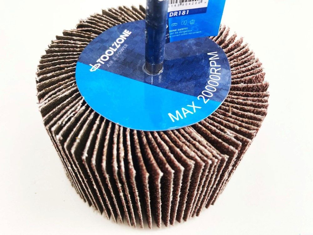 FLAP WHEEL FOR DRILL 80x50mm 60 grit 6mm SPINDLE - TOOLZONE KDPDR181 - Image 4