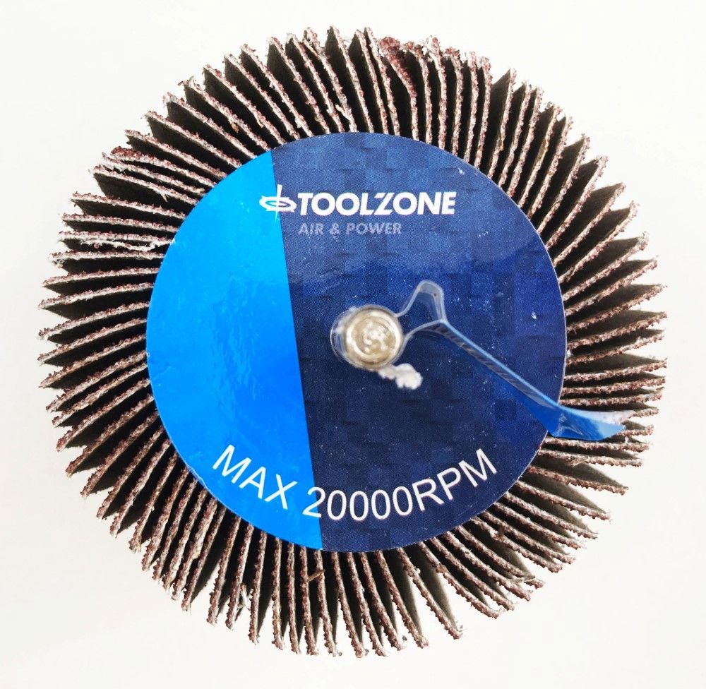 FLAP WHEEL FOR DRILL 80x50mm 60 grit 6mm SPINDLE - TOOLZONE KDPDR181 - Image 5