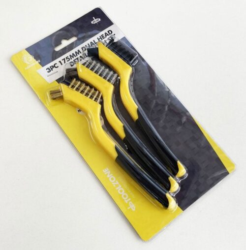 BRUSH SET 3PC 175mm PRECISION DETAIL STAINLESS STEEL NYLON BRASS – TOOLZONE KDPBR061