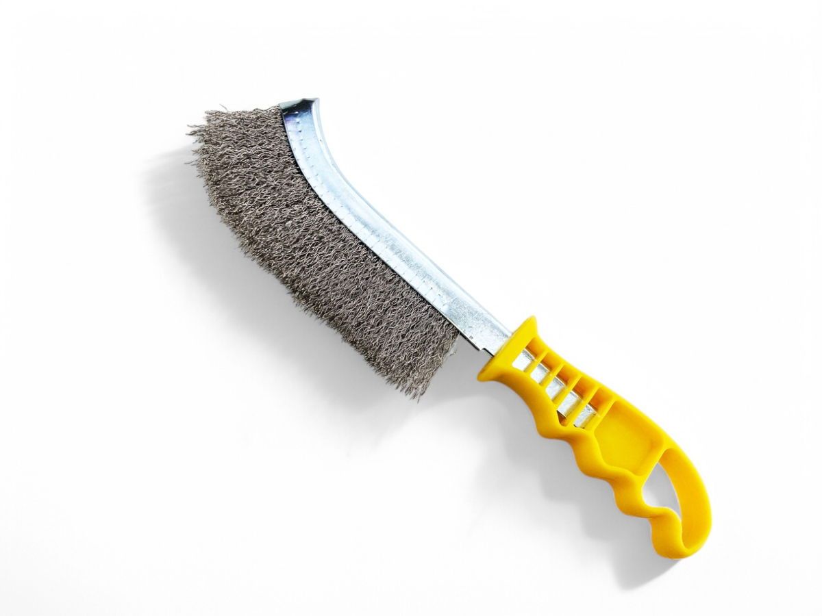 CURVED BRUSH STAINLESS STEEL BRISTLE PLASTIC HANDLE - TOOLZONE KDPBR059 - Image 2