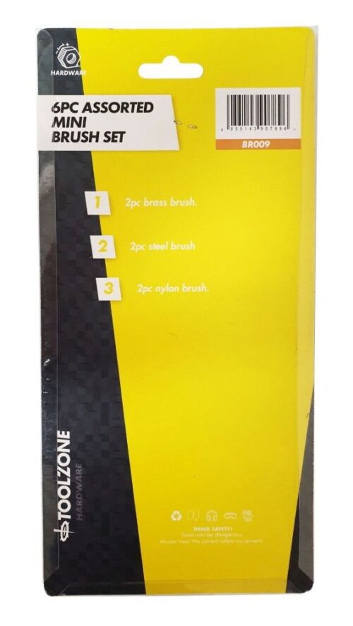 MINI BRUSH SET 6PC ASSORTED 175mm – TOOLZONE KDPBR009