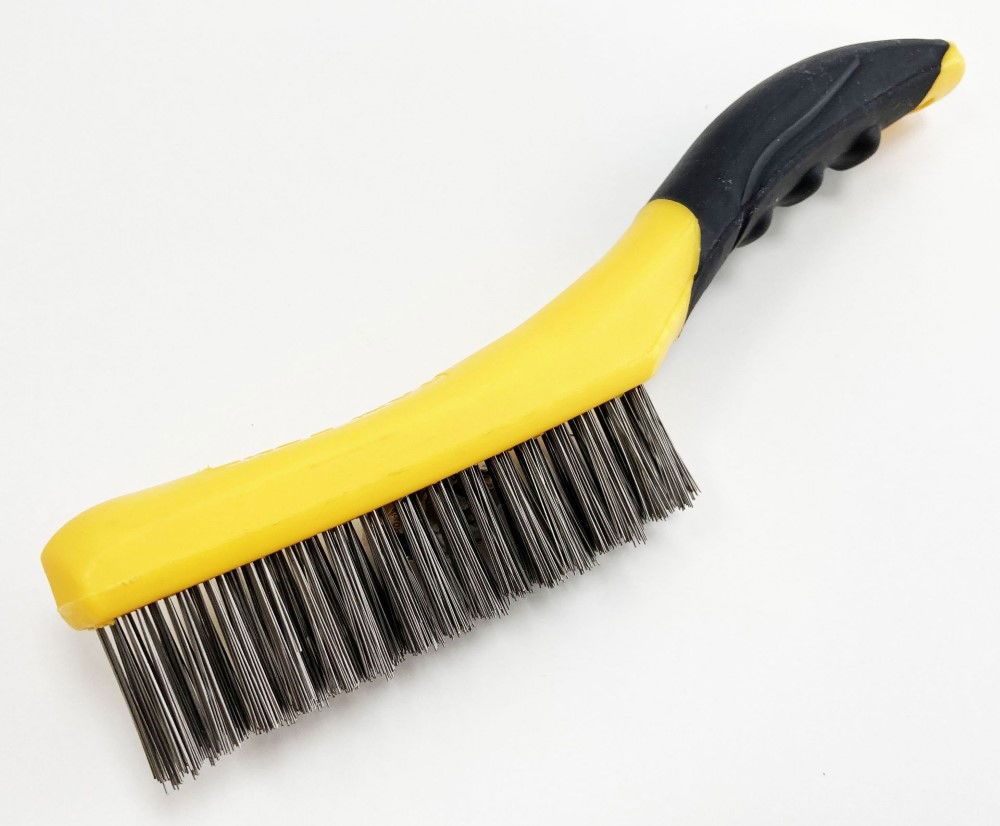 WIRE BRUSH 4 ROW STAINLESS STEEL PLASTIC HANDLE - TOOLZONE KDPBR052