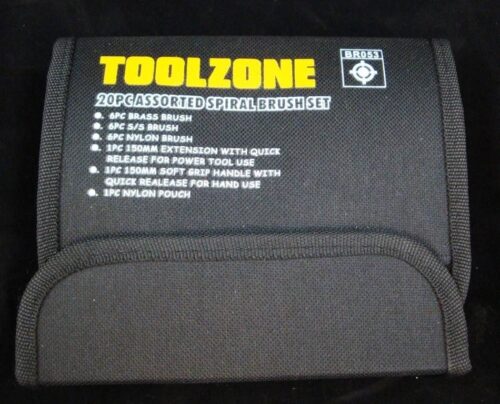 SPIRAL BRUSH SET 20PC DETAIL BRASS STAINLESS STEEL NYLON 150mm EXTENSION – TOOLZONE KDPBR053