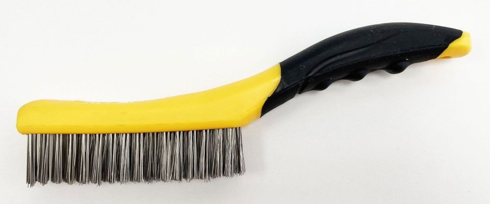 WIRE BRUSH 4 ROW STAINLESS STEEL PLASTIC HANDLE - TOOLZONE KDPBR052 - Image 3
