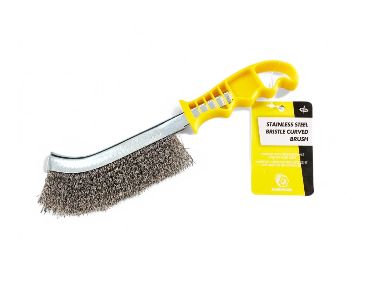 CURVED BRUSH STAINLESS STEEL BRISTLE PLASTIC HANDLE - TOOLZONE KDPBR059 - Image 3