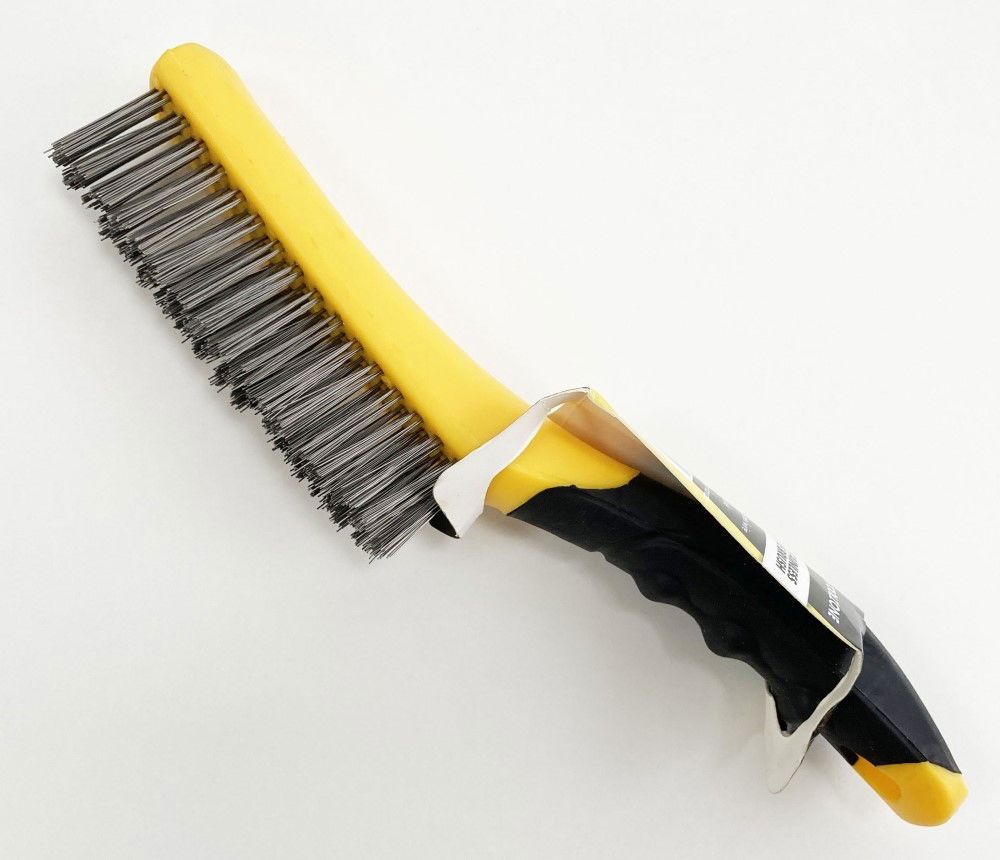 WIRE BRUSH 4 ROW STAINLESS STEEL PLASTIC HANDLE - TOOLZONE KDPBR052 - Image 4