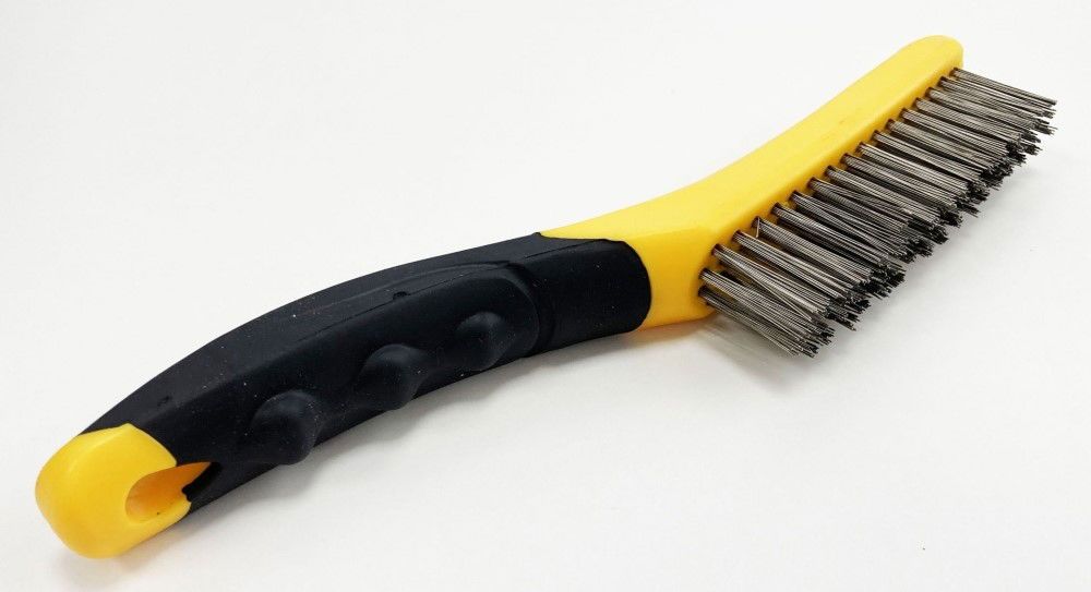 WIRE BRUSH 4 ROW STAINLESS STEEL PLASTIC HANDLE - TOOLZONE KDPBR052 - Image 5