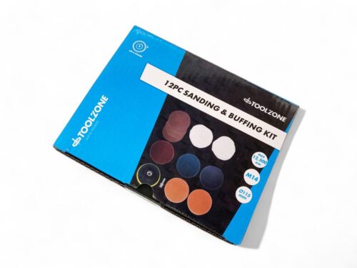 SANDING AND BUFFING KIT 12 PIECES 115mm WITH M14 ARBOR – TOOLZONE KDPAB171