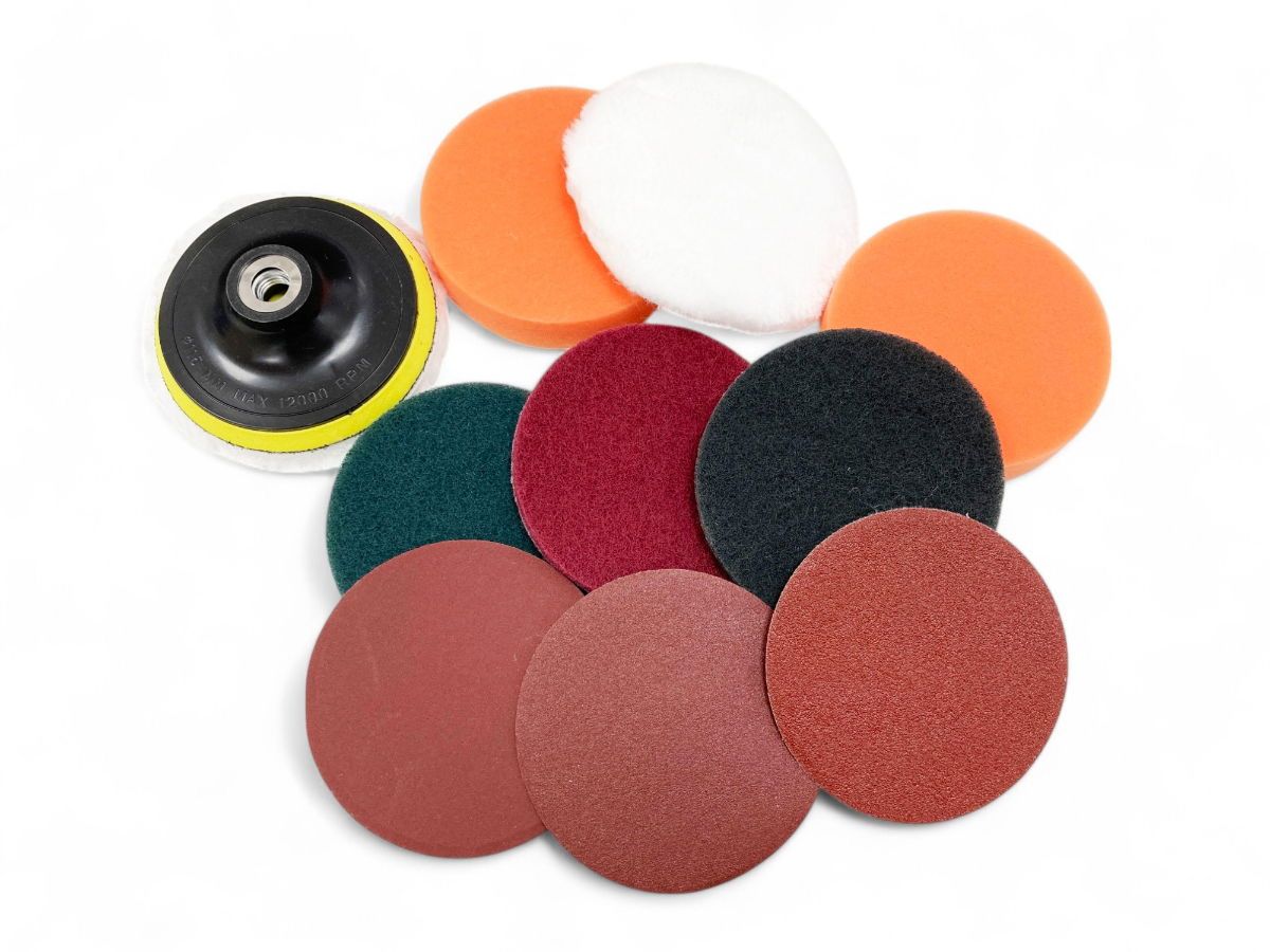 SANDING AND BUFFING KIT 12 PIECES 115mm WITH M14 ARBOR - TOOLZONE KDPAB171 - Image 3