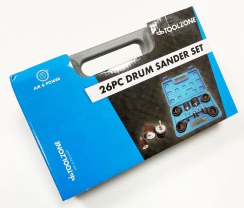DRUM SANDER SET 26 PIECES 13mm 19mm 25mm 38mm 50mm 80 120 GRIT – TOOLZONE KDPAB158