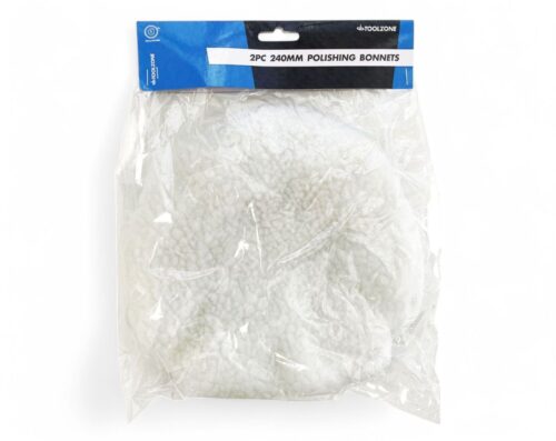 POLISHING BONNETS 2PC 240mm SIMULATED LAMBS WOOL AND TERRY CLOTH – TOOLZONE KDPAB008