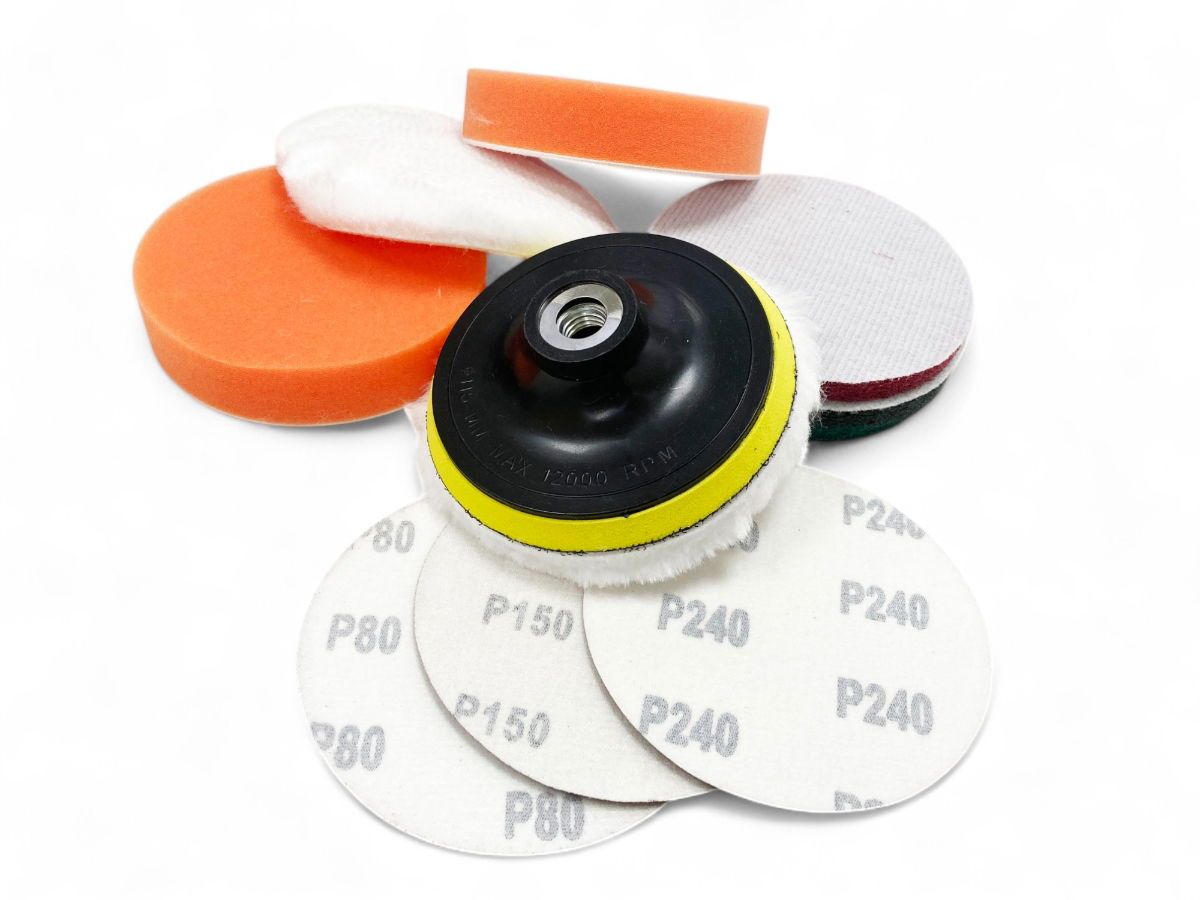 SANDING AND BUFFING KIT 12 PIECES 115mm WITH M14 ARBOR - TOOLZONE KDPAB171 - Image 5