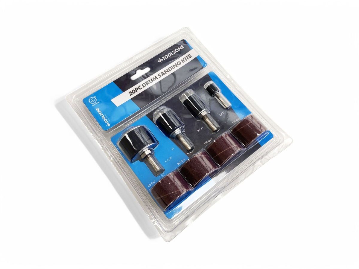 DRUM SANDING KIT 20 PIECES 0.5" 0.75" 1.0" 1.25" 80 120 GRIT - TOOLZONE KDPAB144 - Image 4