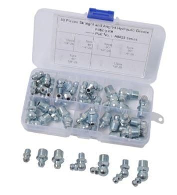 ASSORTED GREASE NIPPLES 1/8 & 1/4 IMPERIAL SIZES PACK 50