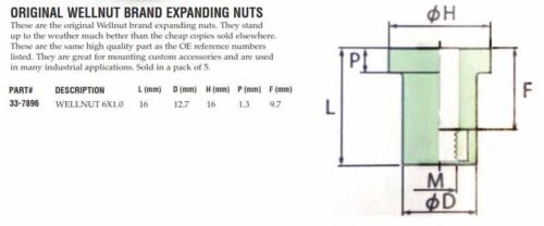 WELLNUT M6 1/4S TYPE (5PK), HONDA, KAWASAKI, K&L 33-7896, 90156-GZ4-670, 92015-1700
