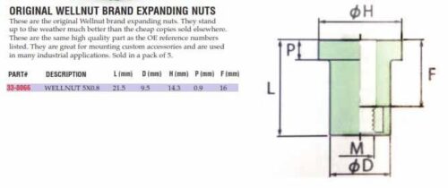 WELLNUT M5X0.8 21.5 OEM ORIGINAL (5PK), K&L 35-8066