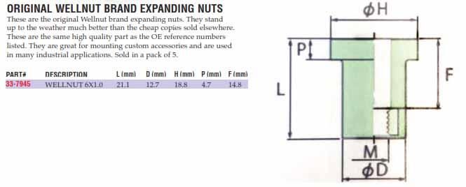 WELLNUT M6-1.0 21.1 OEM ORIGINAL (5PK), K&L 33-7945 - Image 2