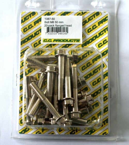 M8 x 50mm FLANGE BOLT, PACK OF 20, 10mm HEX