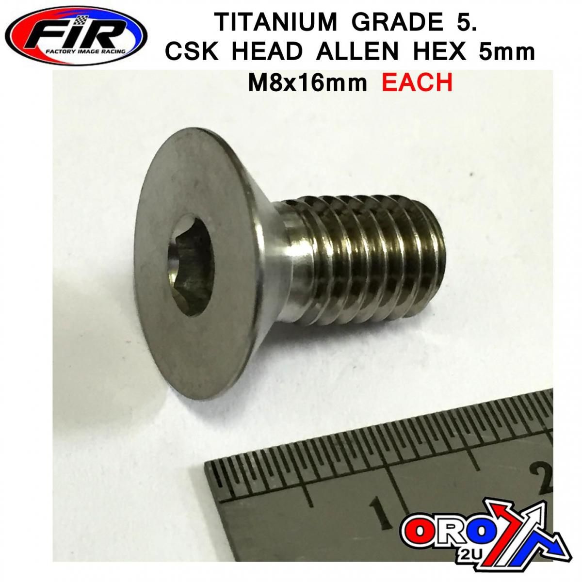 TITANIUM CSK ALLEN M8X16mm, TITANIUM GRADE 5 / EACH - Image 2