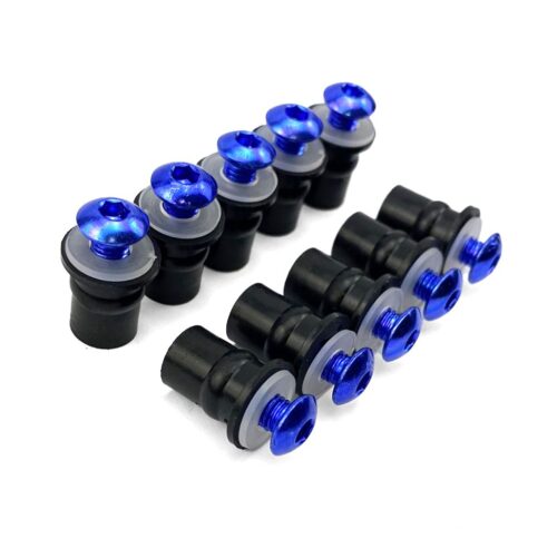 WINDSHIELD BOLT KIT BLUE M5 X 16mm (PACK OF 10) INCLUDES WASHERS AND WELL NUTS