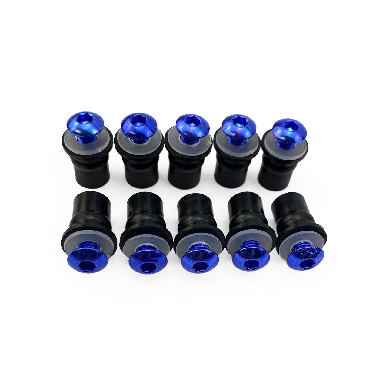 WINDSHIELD BOLT KIT BLUE M5 X 16mm (PACK OF 10) INCLUDES WASHERS AND WELL NUTS - Image 3