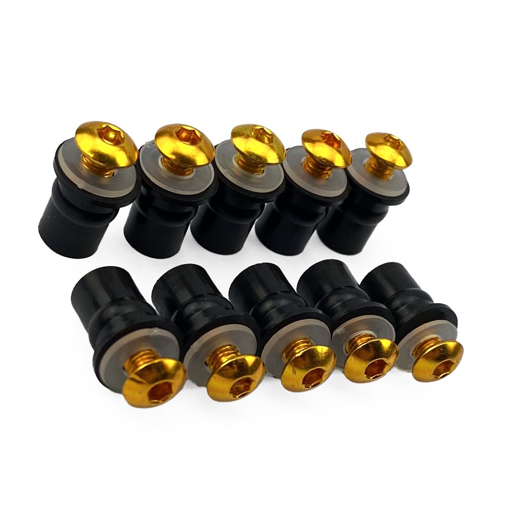 WINDSHIELD BOLT KIT GOLD M5 X 16mm (PACK OF 10) INCLUDES WASHERS AND WELL NUTS - Image 3