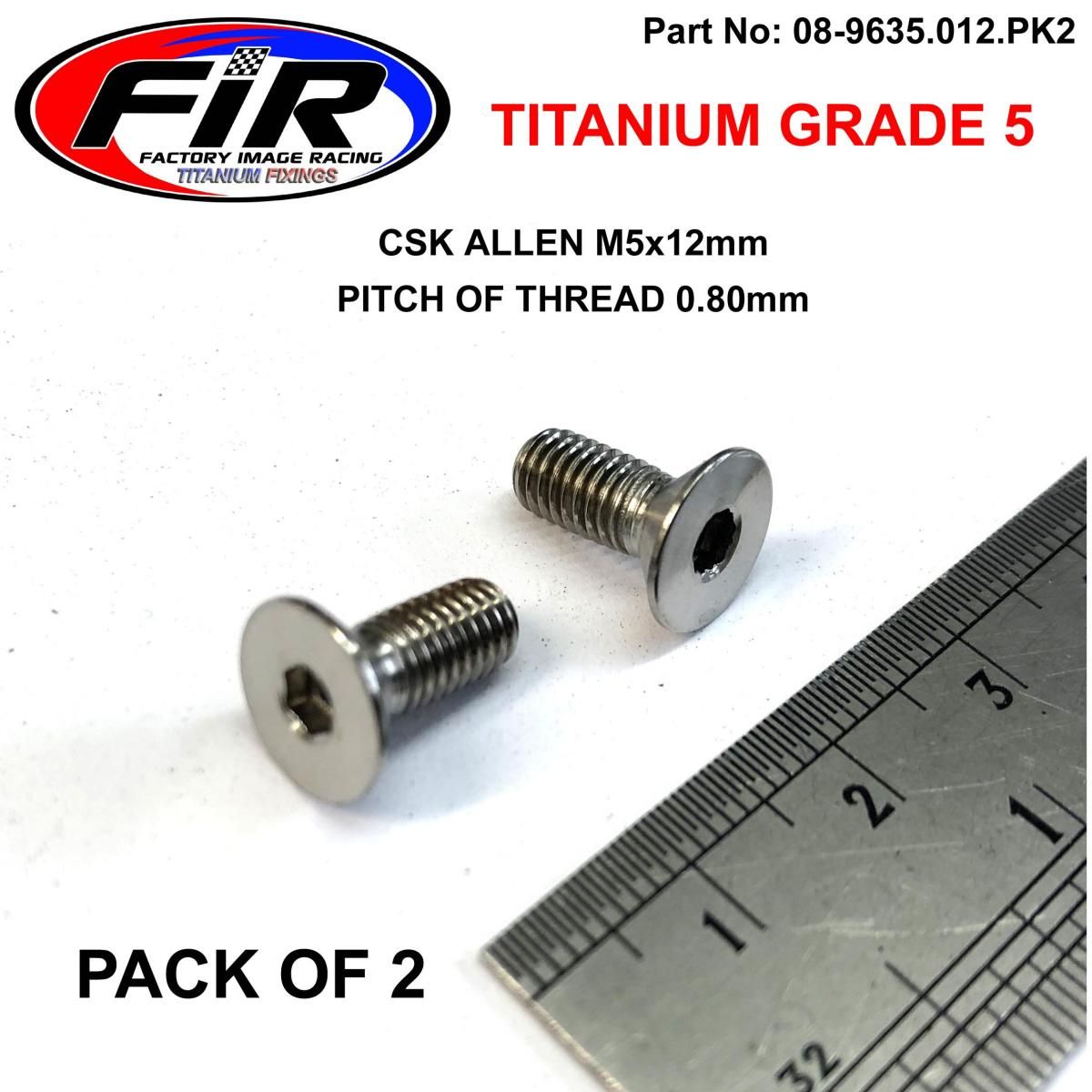 TITANIUM CSK ALLEN M5X12mm, TITANIUM GRADE 5 / PK 2 - Image 3