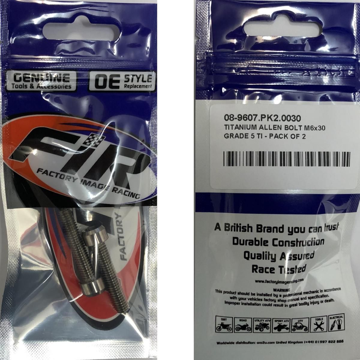 TITANIUM ALLEN BOLT M6x30, GRADE 5 TI - PACK OF 2 - Image 3