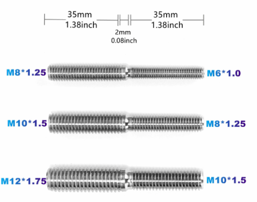 4Pcs STEP STUDS M10 TO M12 STAINLESS STEEL 304