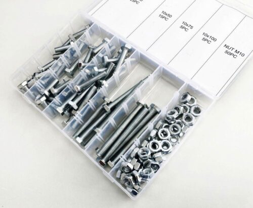 BOLT AND NUT ASSORTMENT M10 100pc IN STORAGE BOX – TOOLZONE KDPHW203