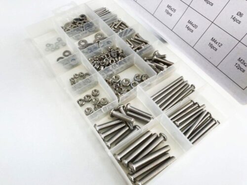 NUTS AND BOLTS ASSORTMENT 246pc STAINLESS STEEL M3-M6 – TOOLZONE KDPHW037