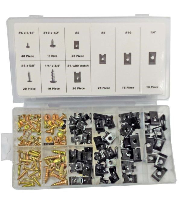 U CLIPS AND SCREWS ASSORTMENT 170pc FOR AUTO BODY PANELS - TOOLZONE KDPHW016