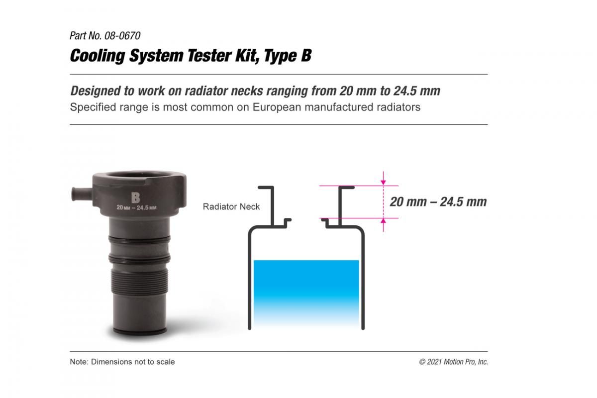 COOLING SYSTEM TESTER B ADAPTOR 20-24.5mm MOTION PRO 08-0672 - Image 2