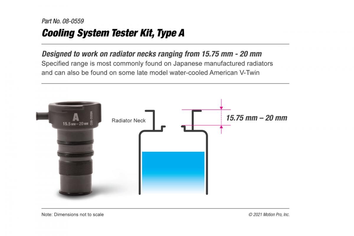 COOLING SYSTEM TESTER A ADAPTOR 15.75-20mm MOTION PRO 08-0671 - Image 2