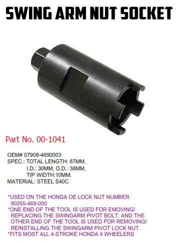 38mm SWING ARM NUT DRIVER, HONDA ATV, 07908-4690003