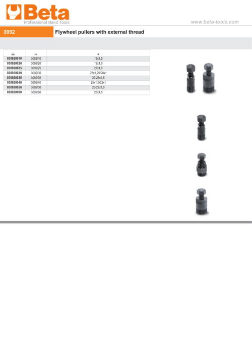 Flywheel Puller with External Thread M26x1.0 – M28x1.0 – Beta Tools 3092/50