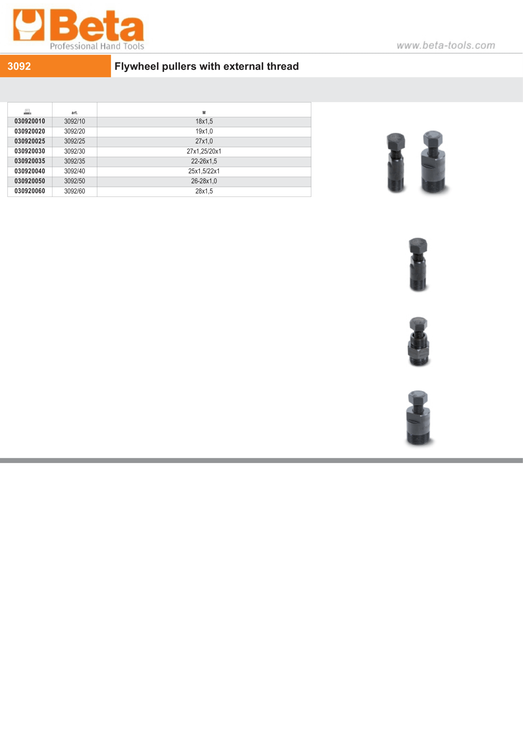 Flywheel Puller with External Thread M26x1.0 - M28x1.0 - Beta Tools 3092/50