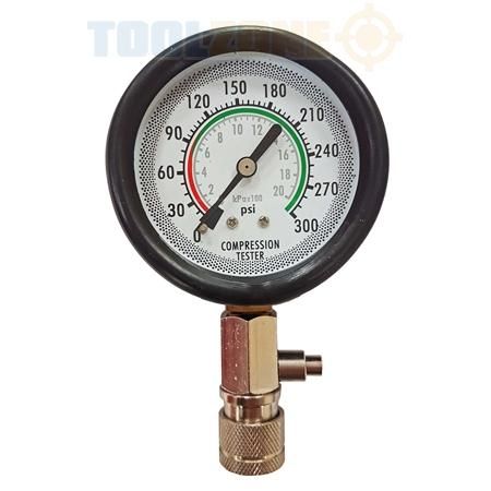 PETROL COMPRESSION TEST KIT 8pc 63mm GAUGE UP TO 300 psi - TOOLZONE KDPAU343 - Image 2