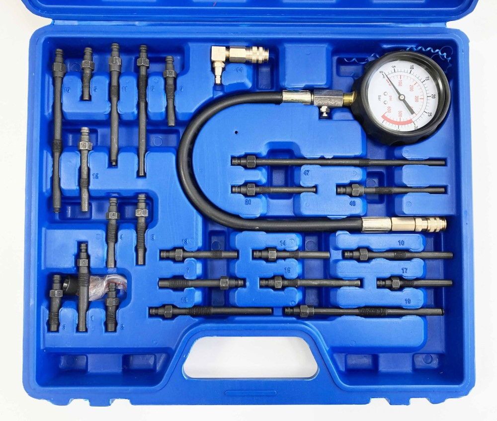 MASTER COMPRESSION TEST KIT FOR PETROL AND DIESEL ENGINES 64mm GAUGE - TOOLZONE KDPAU036 - Image 6