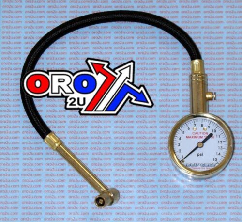 TYRE PRESSURE GAUGE 15 PSI., WITH HOSE & BLEEDER 90* TIP, RA15X