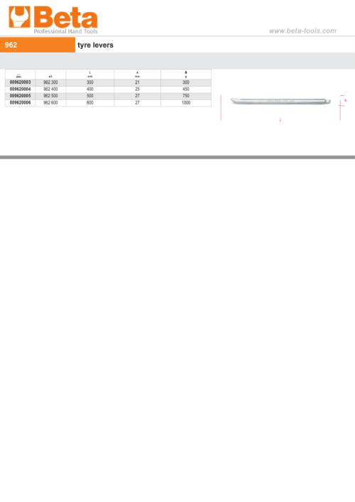 Tyre Lever 300mm Length – Beta Tools 962 300