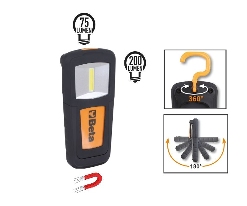 Compact Rechargeable Inspection Lamp Ultra-Bright LEDs 100-200 Lumens Spot 75 Lumens - Beta Tools 1838COB - Image 3
