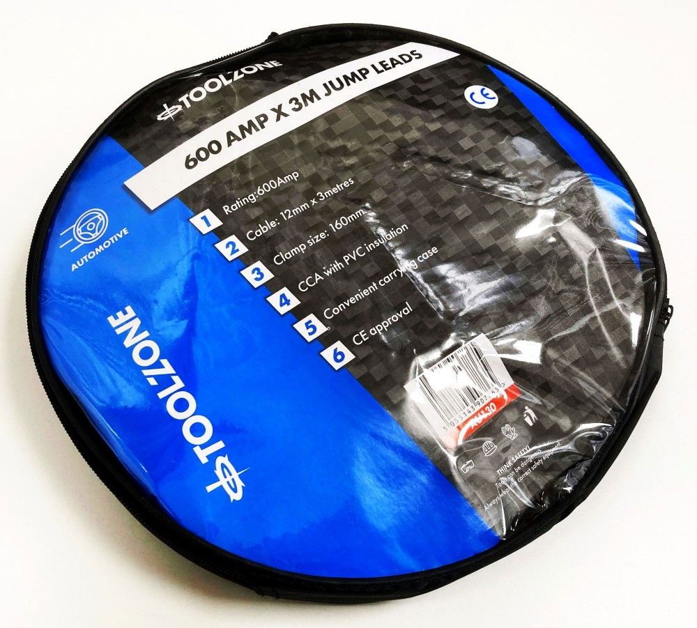 JUMP LEADS 600amp 3.6m WITH ZIP CASE - TOOLZONE KDPAU130