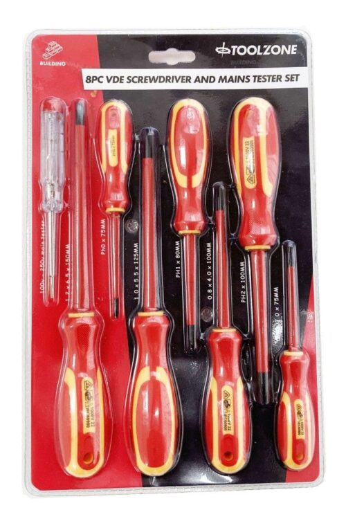 SCREWDRIVER SET VDE 8PC WITH TESTER – TOOLZONE KDPSD193